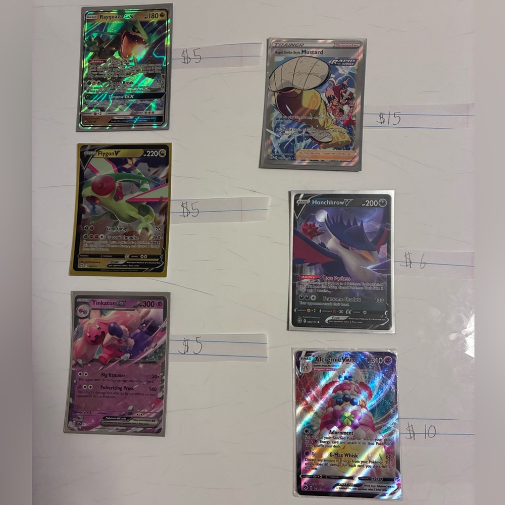 Pokemon Trading Cards - Green, Red, Blue, Pink, Black